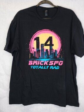 Brickspo 14 Totally Rad T-shirt Men XL Black Cotton Lego Expo Con Brick Fans 80s